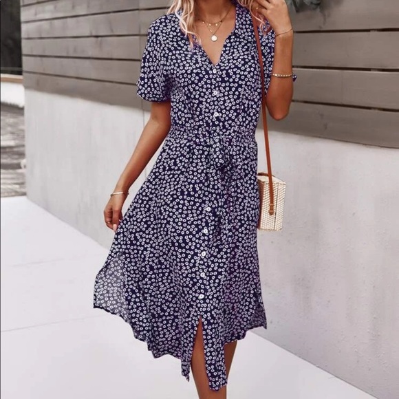 Boho floral print belted dress - Picture 4 of 5